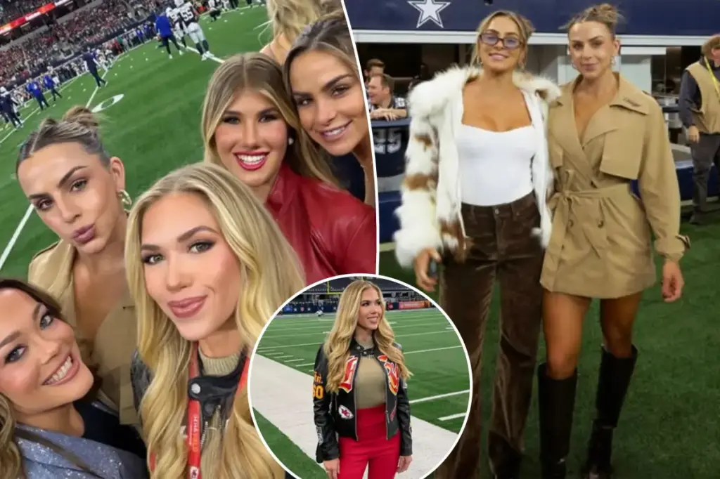 Gracie Hunt and the Cavinder twins are photographed together at the Cowboys game.