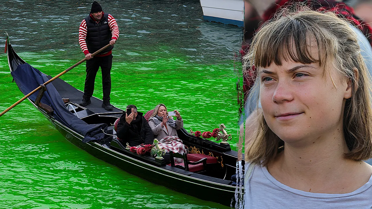Greta Thunberg prohibited from Venice following protest with green dye in the Grand Canal