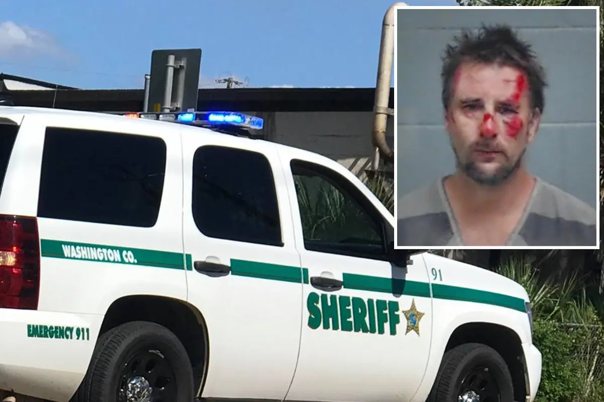 Grim mugshot reveals father who bolted from driver's seat, abandoning family in moving car on Florida highway