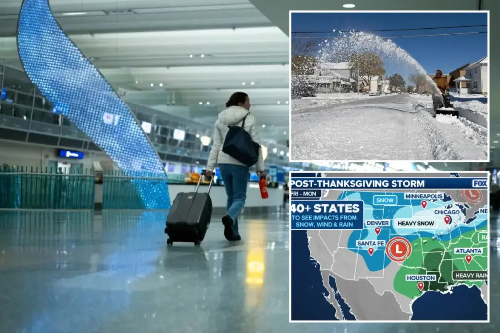 Heavy winter storm to disrupt travel plans for millions in 40 states after Thanksgiving