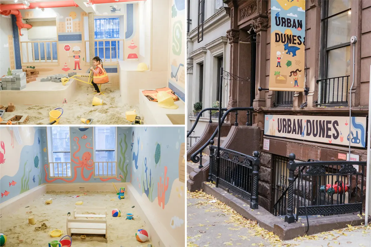 Indoor sandpit with 'natural sand' protects NYC children from public 'litter boxes'