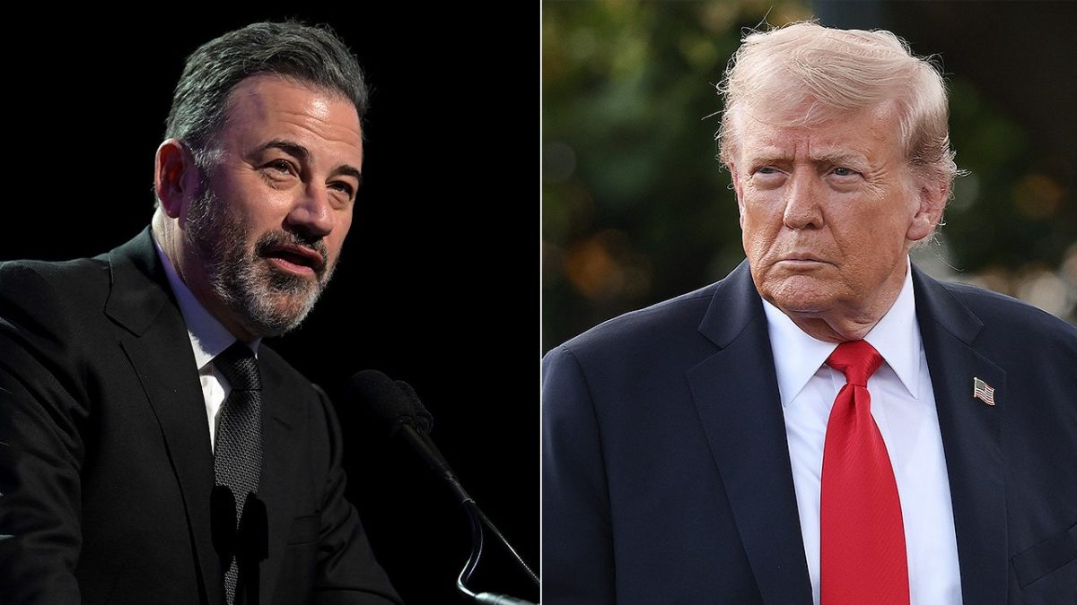 Jimmy Kimmel responds to Trump, stating he'll leave when Trump does.