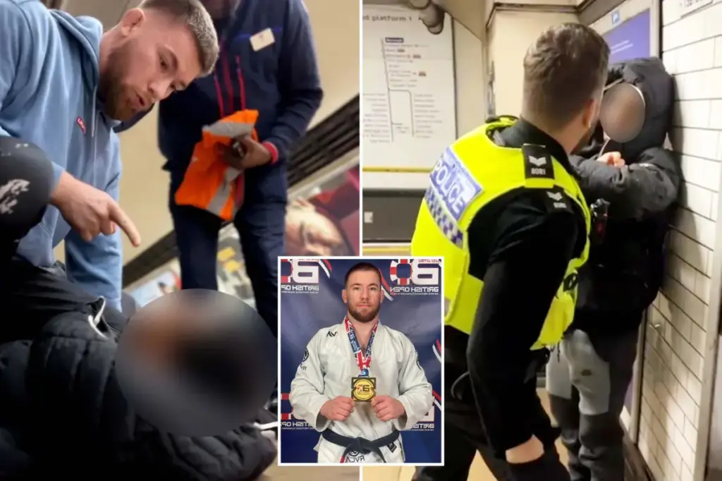 Jiu jitsu champion Ivan Skoko confronts a 'pickpocket' at a train station in London.