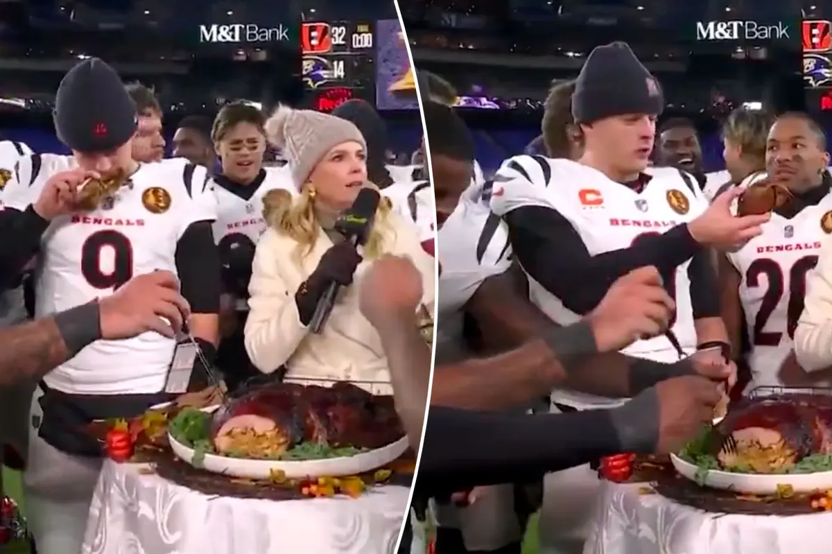 Joe Burrow shared a memorable moment with a Maryland crab after guiding the Bengals to victory.