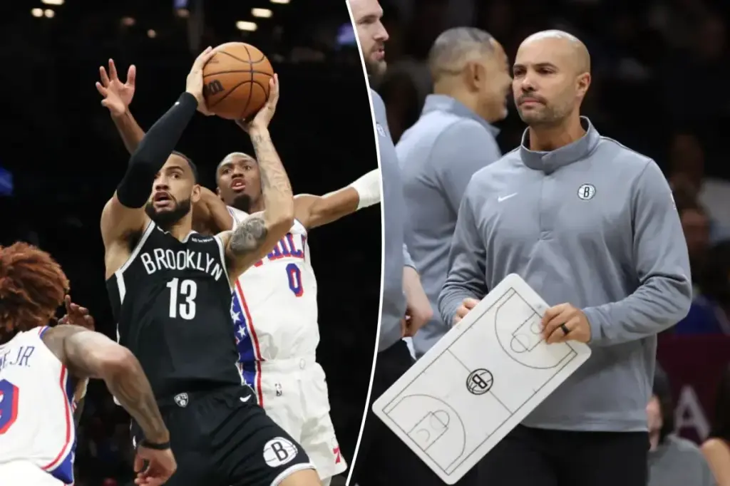 Jordi Fernandez takes responsibility for the Nets' big loss to the 76ers as their losing streak reaches six games.