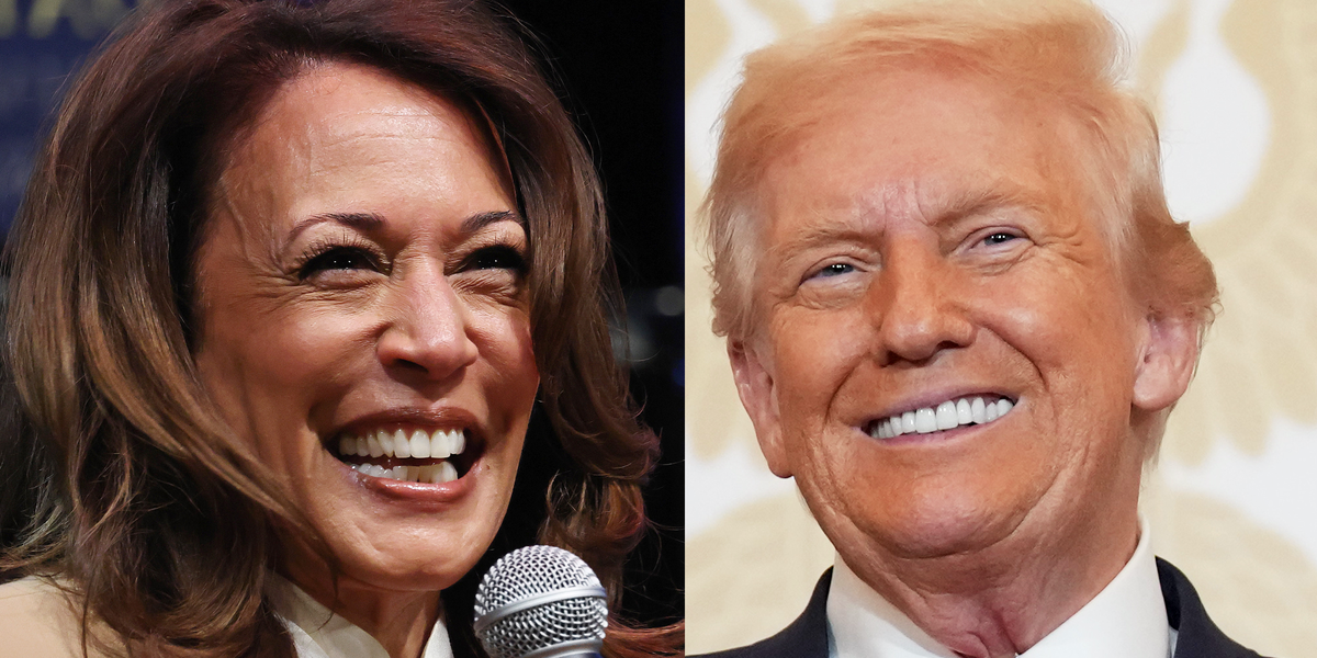 Kamala Harris laughs uncontrollably while saying she outsmarted Trump's campaign tactic to provoke her