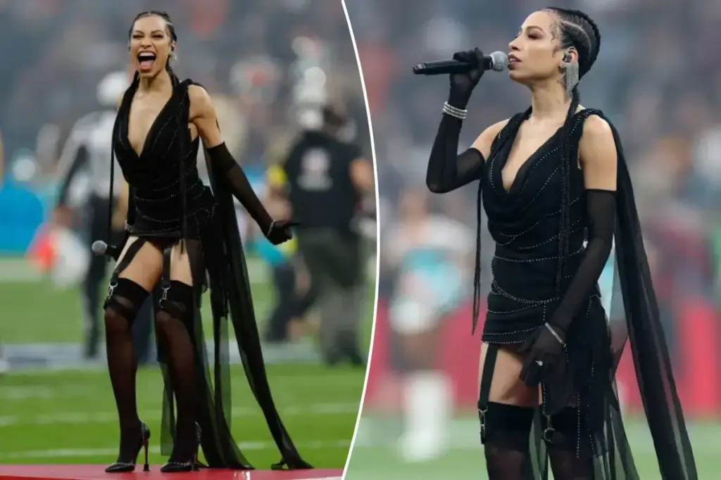 Karina Pasian criticized for her outfit during the US national anthem at the first NFL game in Spain
