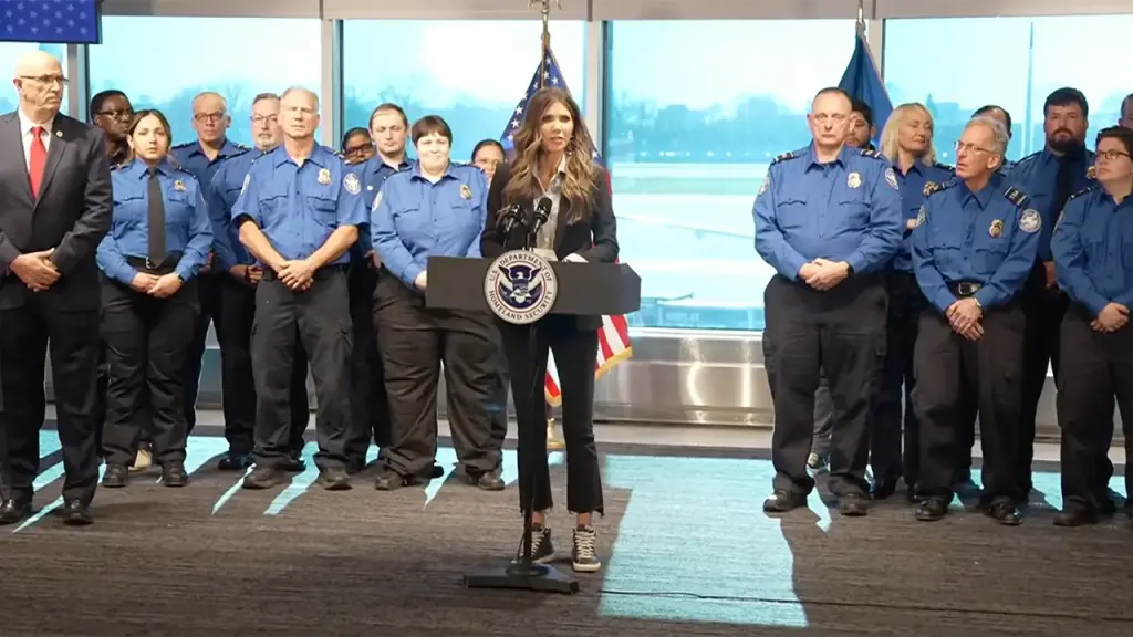 Kristi Noem gives TSA bonuses and reveals a $1 billion technology enhancement plan.