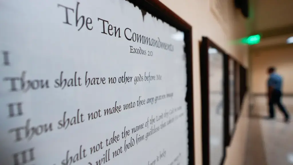 Law in Texas mandating the display of the Ten Commandments in schools declared unconstitutional.