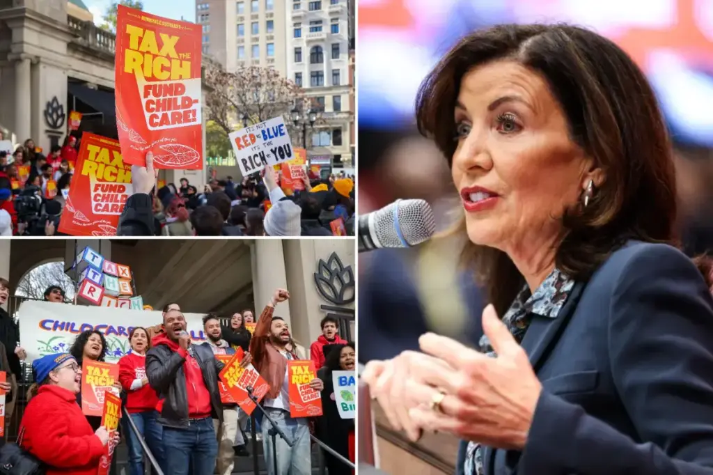 Liberals urge Kathy Hochul to respond as concerned Democrats back Zohran Mamdani's tax increases.