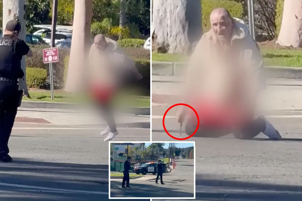 Man with a knife attempts to flee from California police after being shot several times