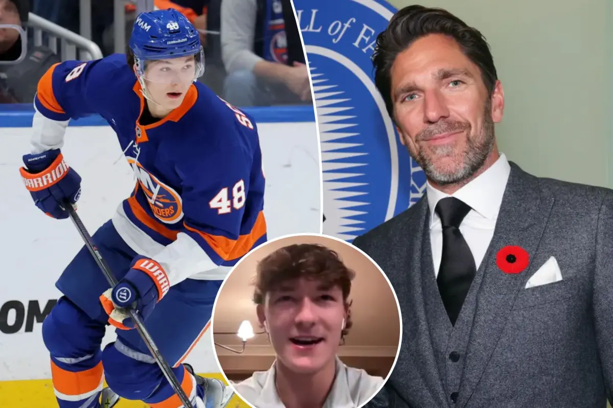 Matthew Schaefer pokes fun at Henrik Lundqvist during a funny interview moment.