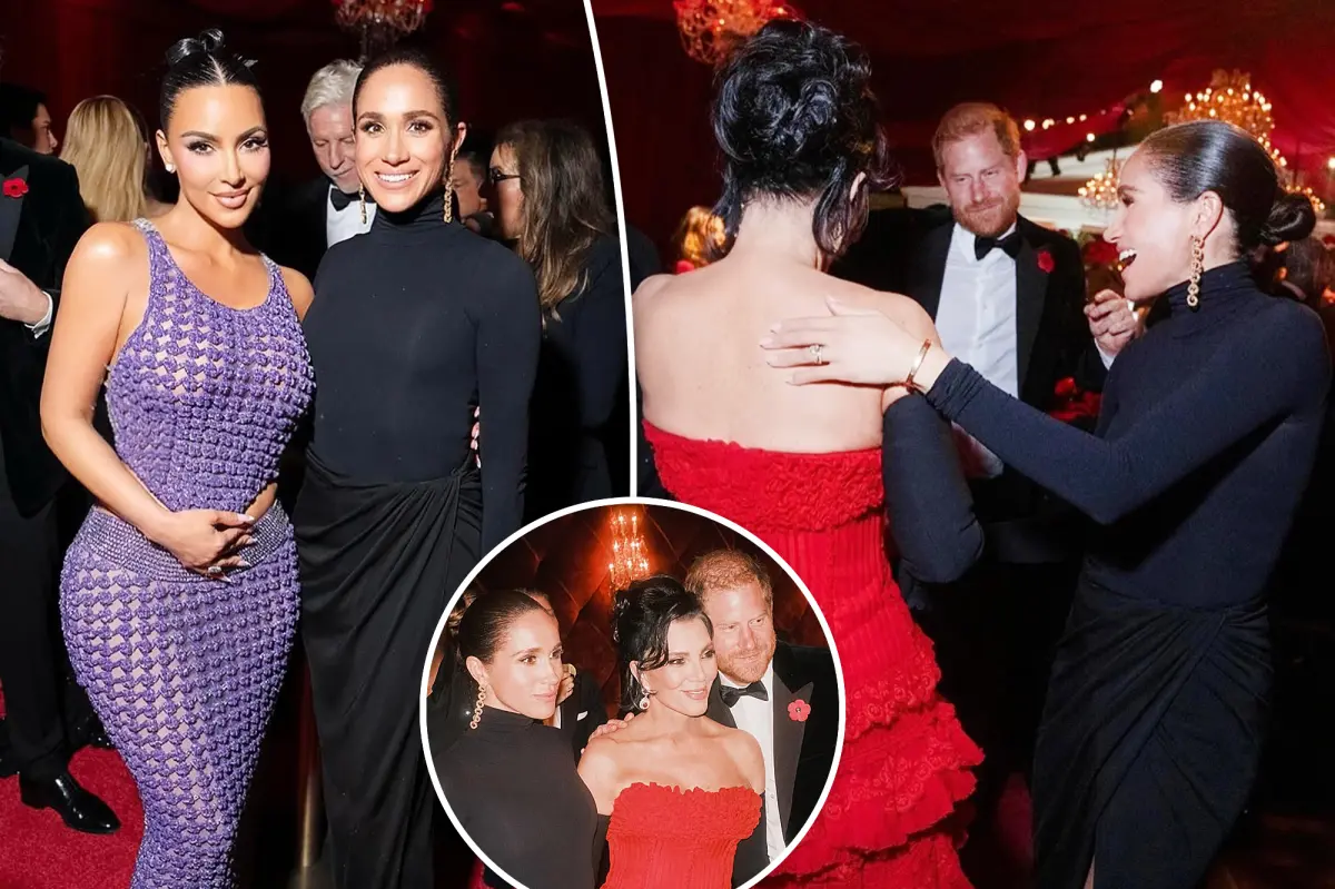 Meghan Markle and Prince Harry celebrate with Kris Jenner and Kim Kardashian in new photos from the momager's 70th birthday.