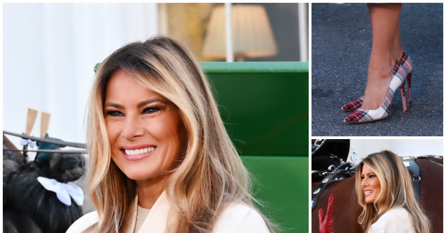 Melania Trump Celebrates the Holiday Season in Tartan Manolo Blahniks