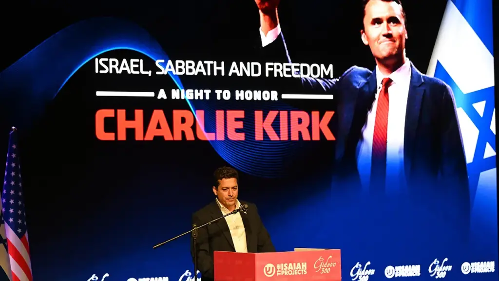 Memorial for Charlie Kirk in Jerusalem attracts 300 people to celebrate his legacy