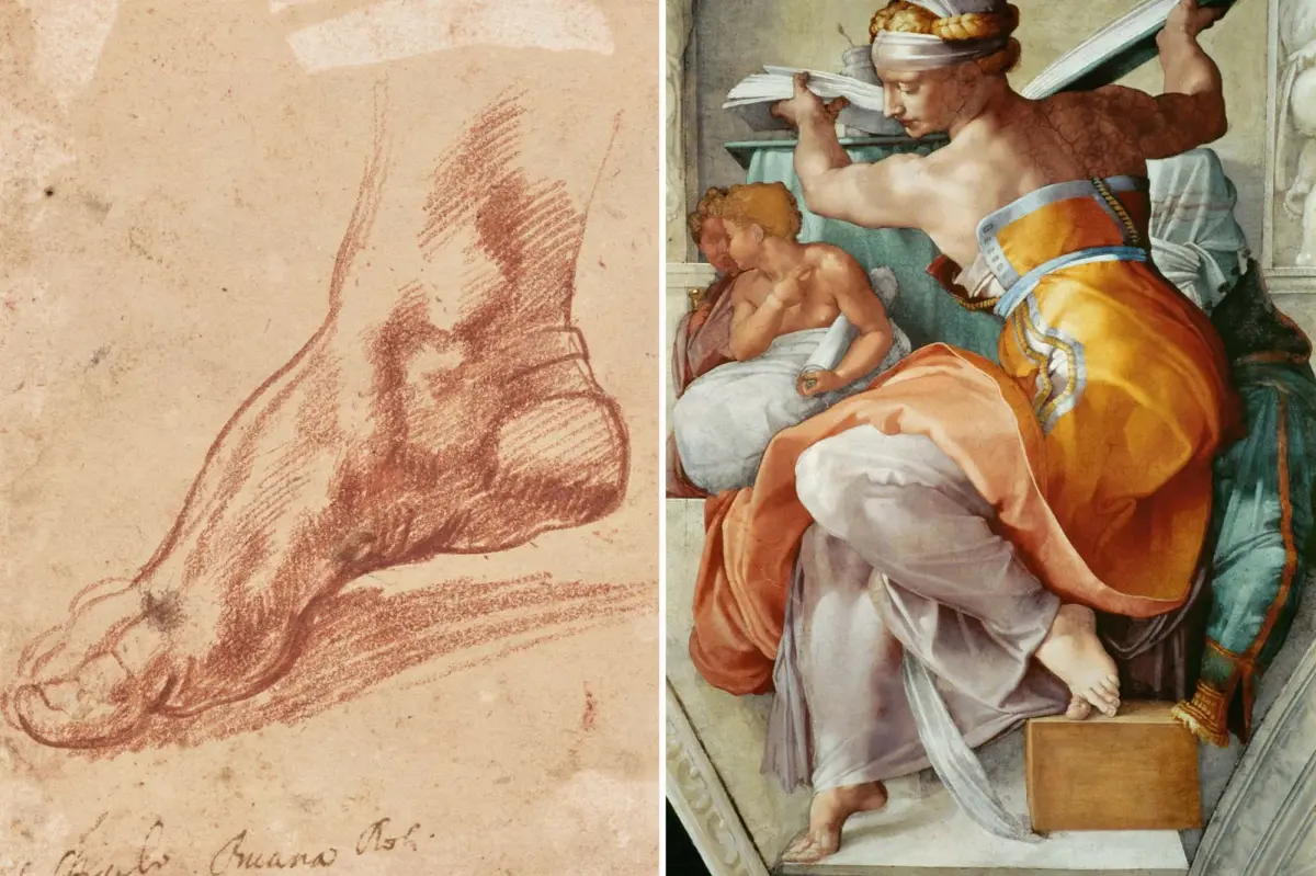 Michelangelo's foot drawing may fetch $2 million at auction.