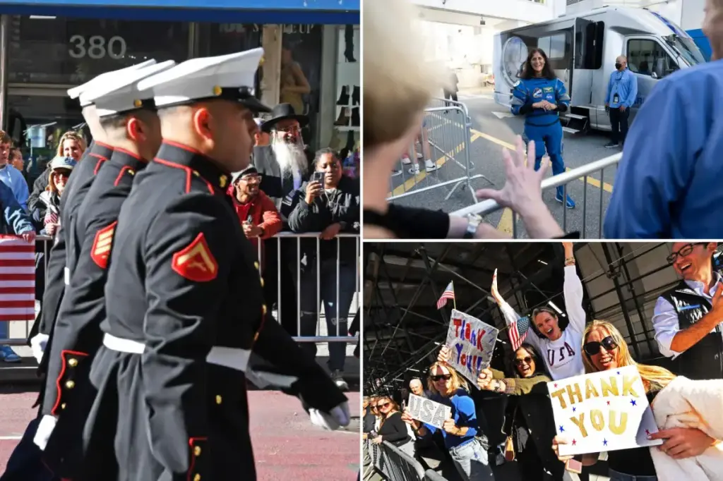 New York City's 106th Veterans Day Parade honors 250 years of US military service with three grand marshals, featuring a former NASA astronaut who was once stranded.