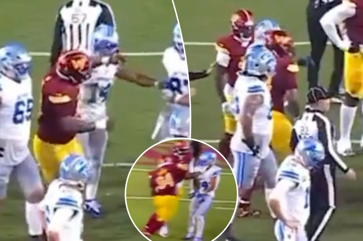 New footage reveals Amon-Ra St. Brown throwing the first punch at Daron Payne.