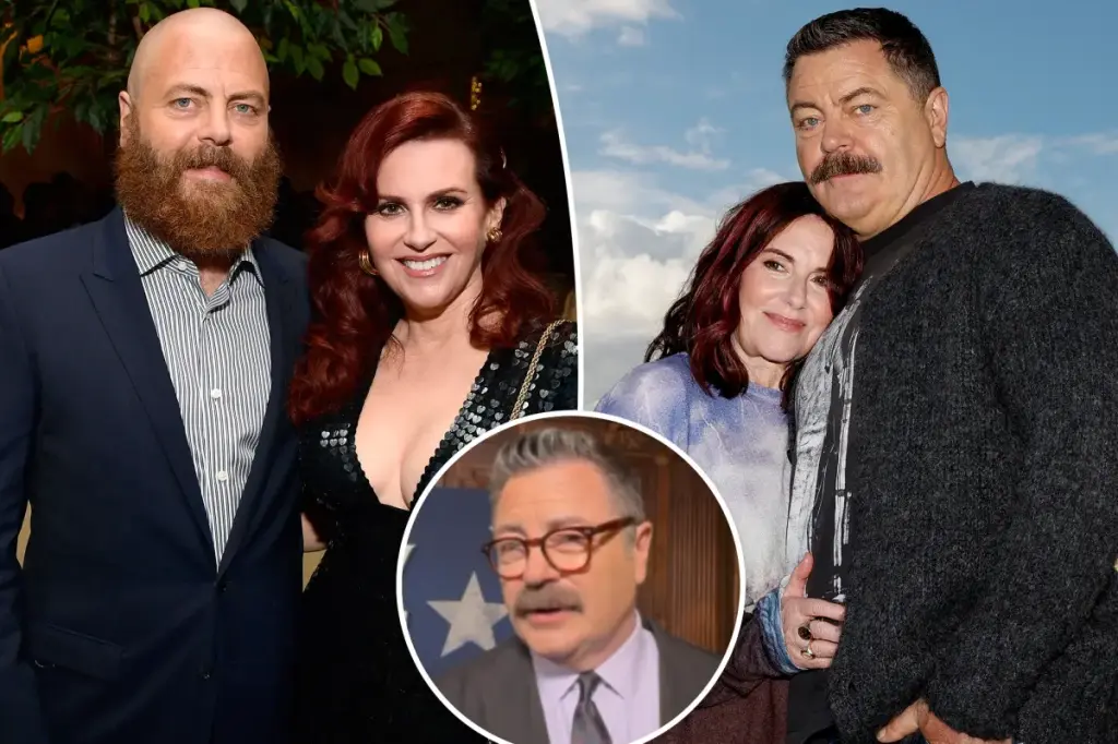 Nick Offerman questions how he ended up with his beautiful wife Megan Mullally