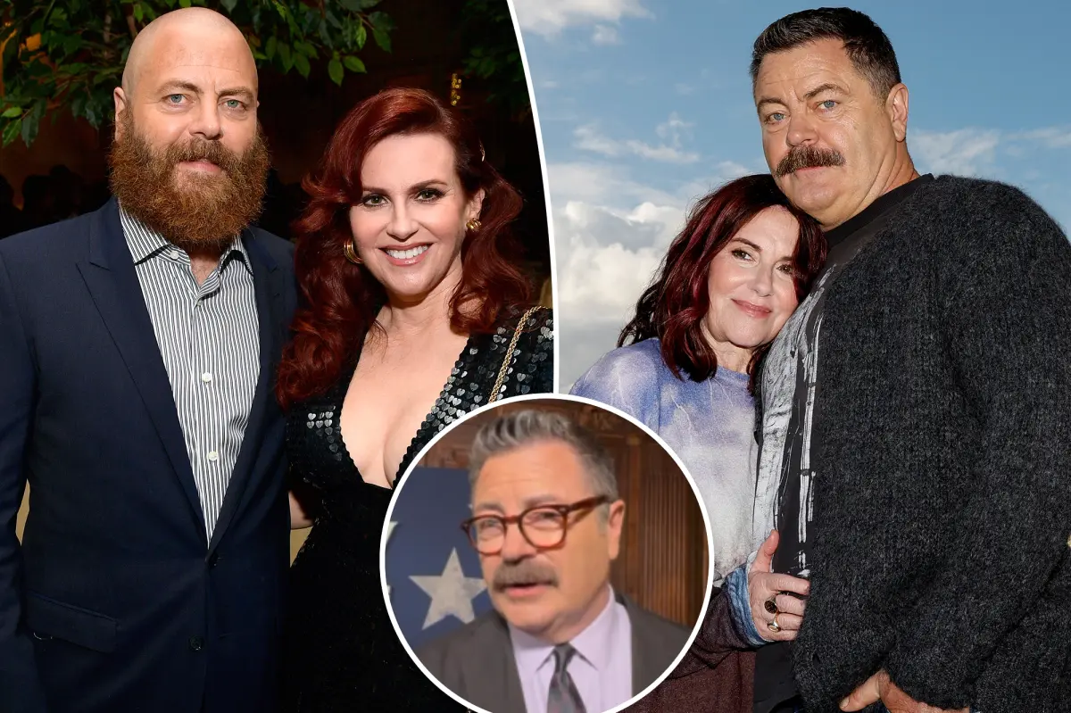 Nick Offerman questions how he ended up with his beautiful wife Megan Mullally