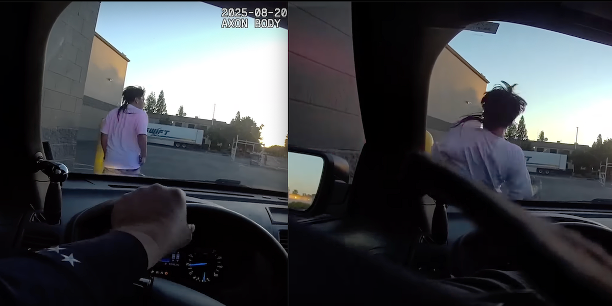 Officer in patrol car takes swift action upon seeing suspected gunman fleeing and reaching for his waistband