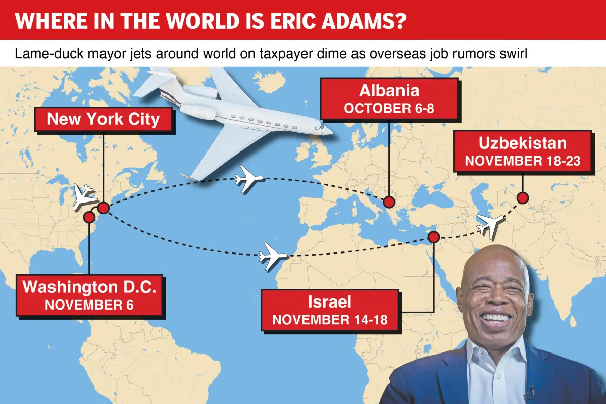 Outgoing NYC Mayor Eric Adams traveling on taxpayer money in search of his next position