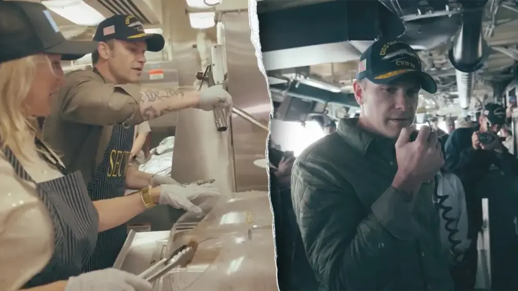 Pete Hegseth provides Thanksgiving meals to Navy sailors on duty.