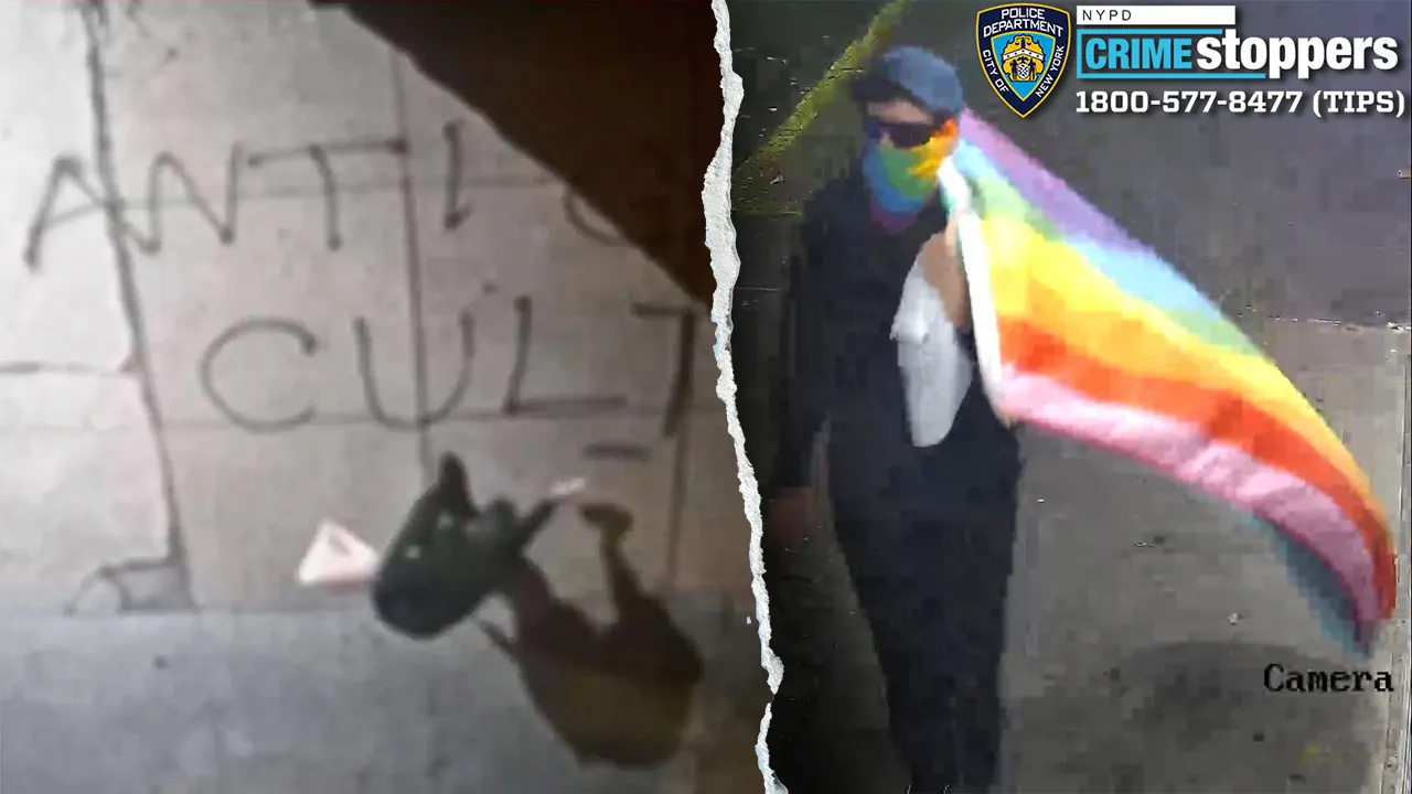 Police look for suspect with Pride flag who damaged three churches with graffiti