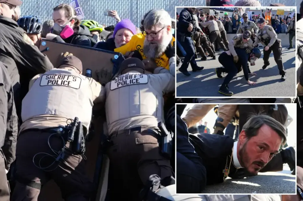 Protesters against ICE confront police outside immigration center in Chicago