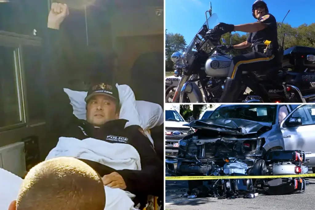 Remarkable NY officer survives 'internal decapitation' in funeral procession accident