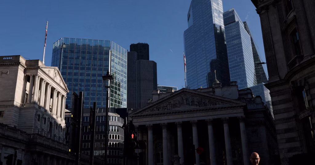 Stocks decline with technology shares; pound rises as Bank of England maintains interest rates.
