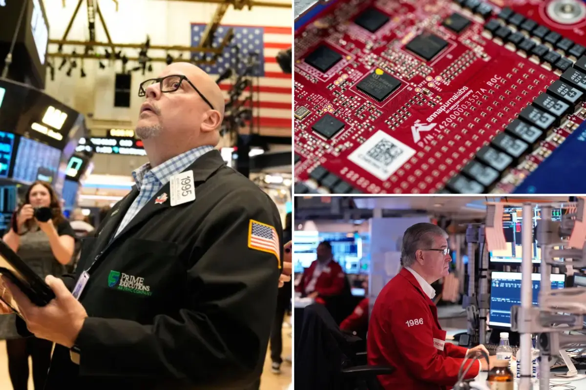 Stocks face their toughest day in a month due to worries about AI and decreased expectations for interest rate reductions.