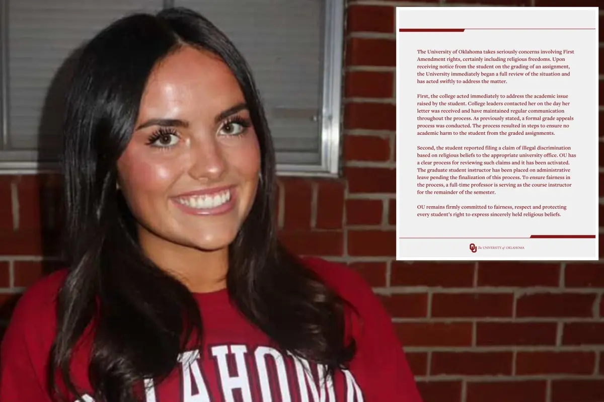 Student at University of Oklahoma submits discrimination complaint after failing gender essay in psychology class with transgender teacher
