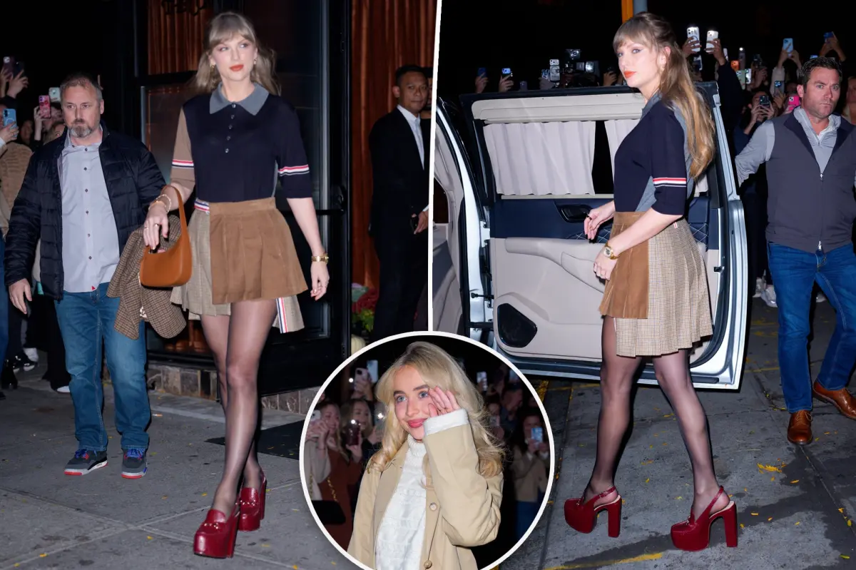 Taylor Swift wears Gucci heels for a girls' night with Sabrina Carpenter