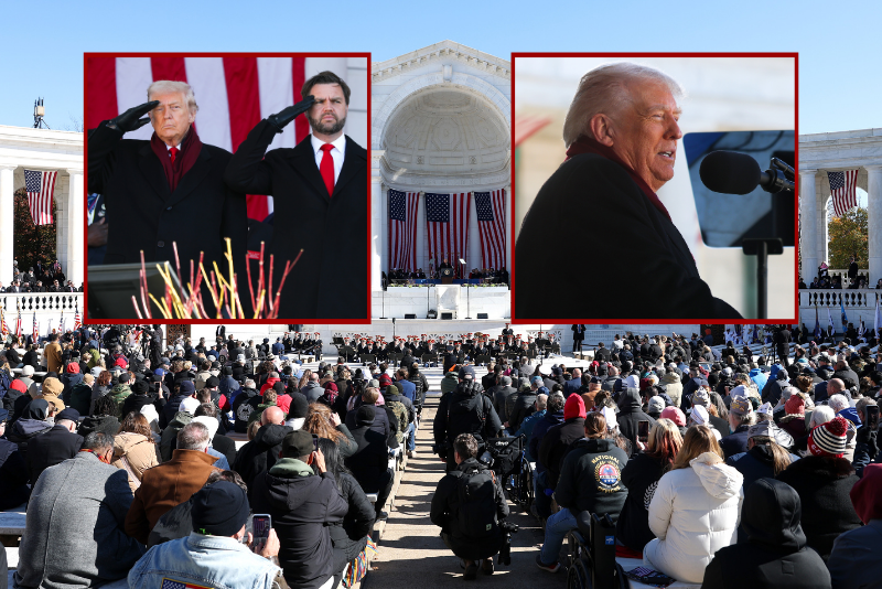 Trump honors Veterans Day and announces it will also be recognized as ‘Victory Day for World War I’ in his speech in Arlington.