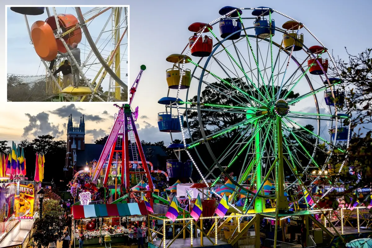 Two young girls taken to the hospital after falling from a Ferris wheel at a festival in Louisiana, according to authorities.