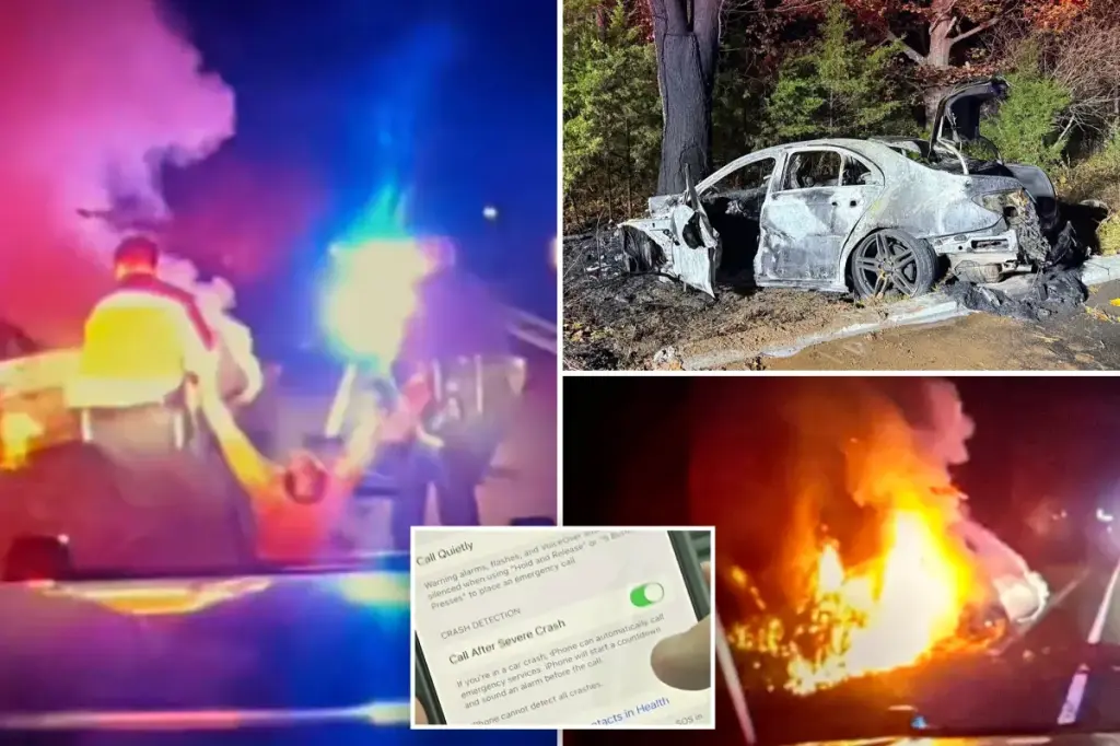 Unconscious driver rescued from burning car accident with the help of iPhone