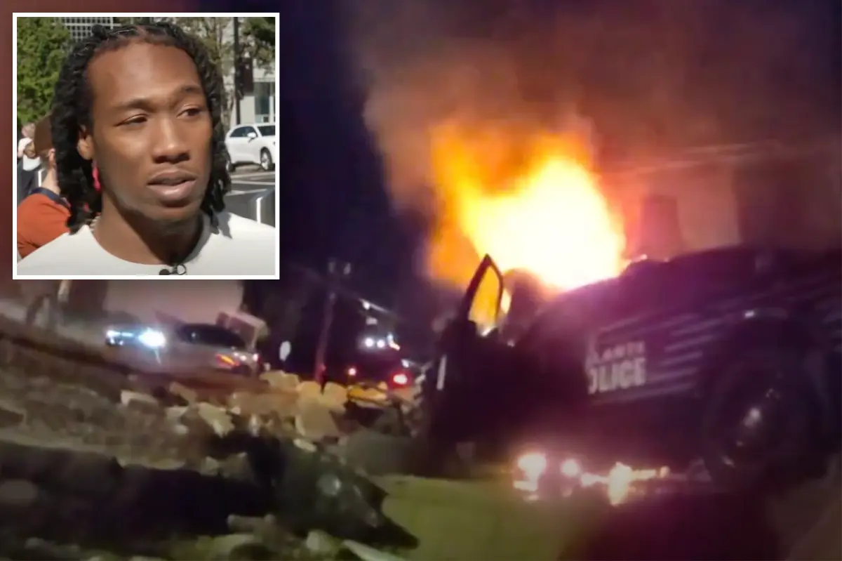 Video shows brave bystanders rescuing injured officer from burning vehicle