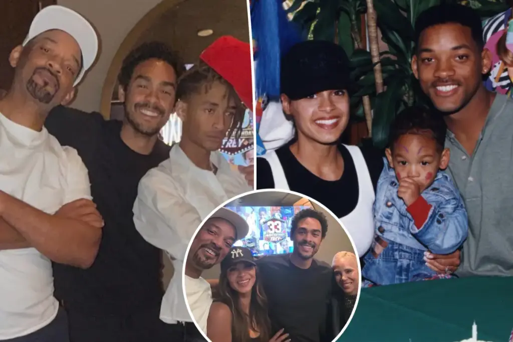 Will Smith honors his son's birthday with unique family photos featuring Jada Pinkett and his former partner.