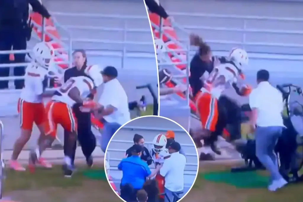 Woman almost suffers serious injury in sideline clash with Miami player