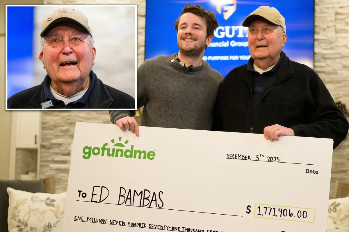 88-year-old Army veteran Ed Bambas is moved to tears after getting a $1.77 million check