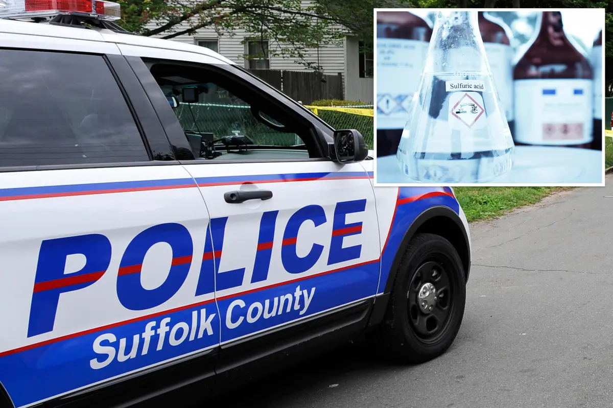 Abusive partner throws sulfuric acid at girlfriend, damaging her clothes, according to police.