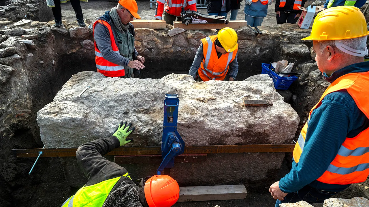 Archaeologists in Hungary uncover a sealed Roman sarcophagus after 1,700 years.