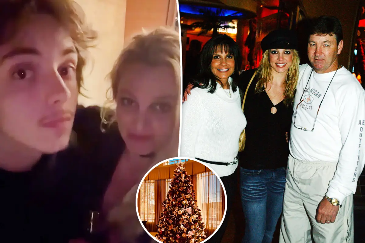 Britney Spears humorously criticizes her 'innocent' family in a sarcastic Christmas post after celebrating the holiday with her son Jayden.