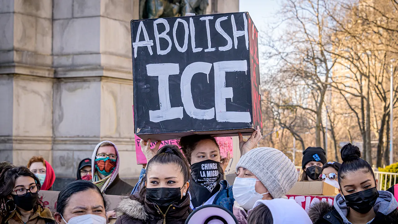 Chicago Mayor Brandon Johnson supports the 'Abolish ICE' snowplow name