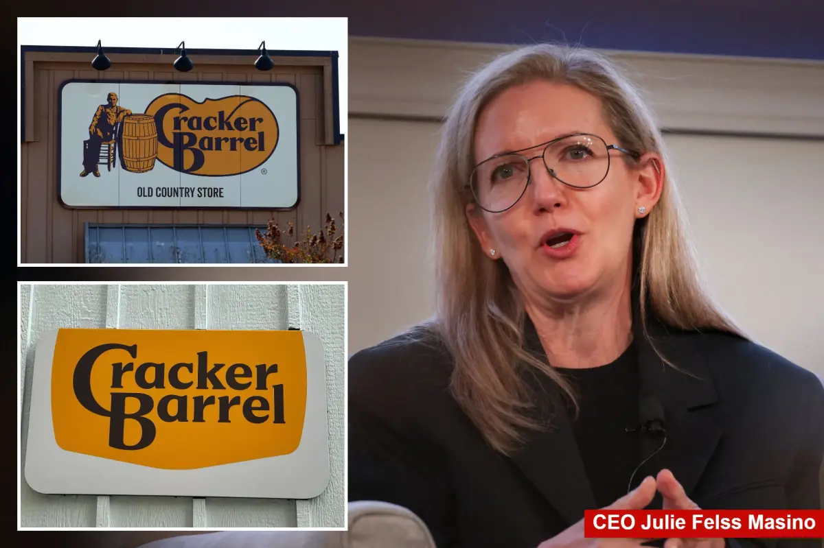 Cracker Barrel stock drops over 10% as logo issue leads to reduced expectations.