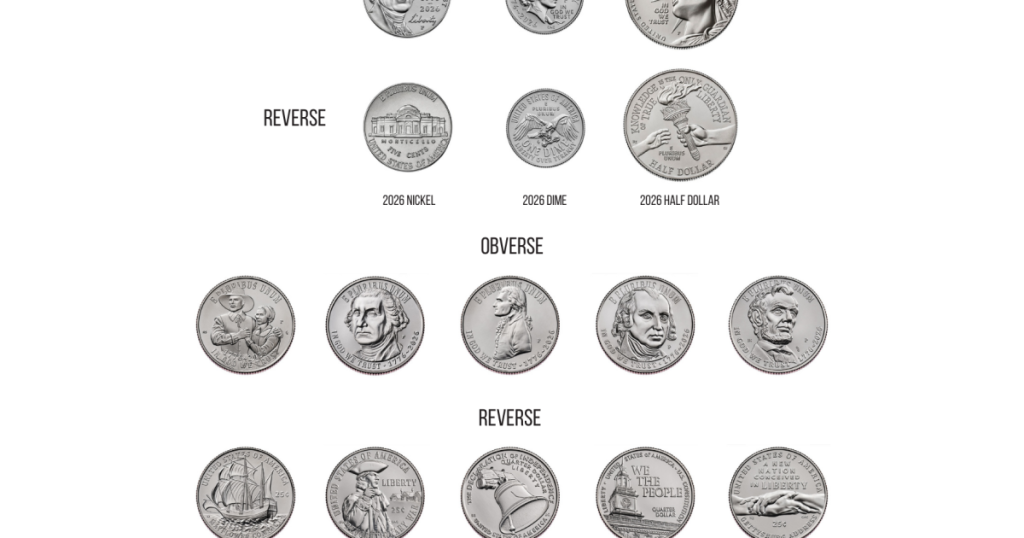 Discover the new coins introduced by the US Mint for next year's 250th anniversary.