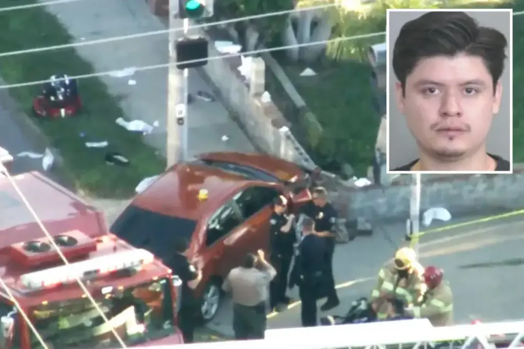 Eight high school track athletes hurt during practice when a car drives onto the sidewalk in a suspected drunk driving incident.