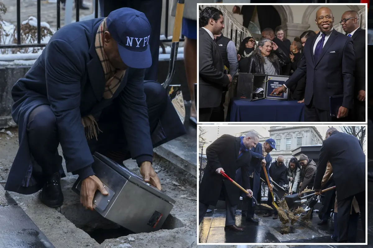 Eric Adams marks his first term as NYC mayor with a time capsule to be opened in ten years.