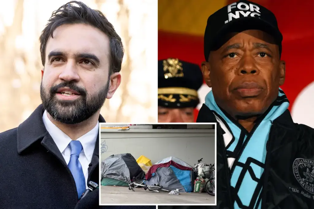 Eric Adams provides Zohran Mamdani with a reality check on the proposal to halt the clearing of homeless tent cities in NYC.